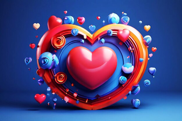 3D hart en andere symbolen muzikale boodschap stemming reactie verdriet verdriet glimlach en prachtig uitzicht
