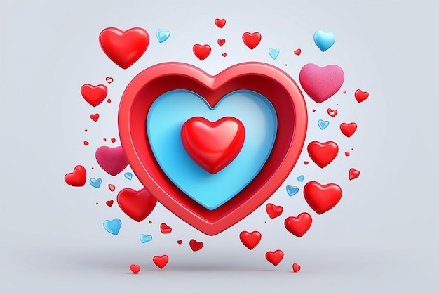 3d hart icoon emoji zoals liefde sociaal element render media vector bubble