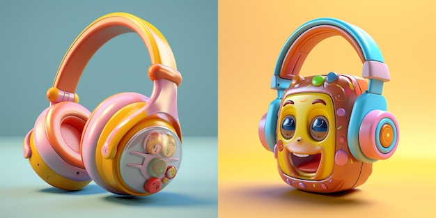 3d headphone illustration image