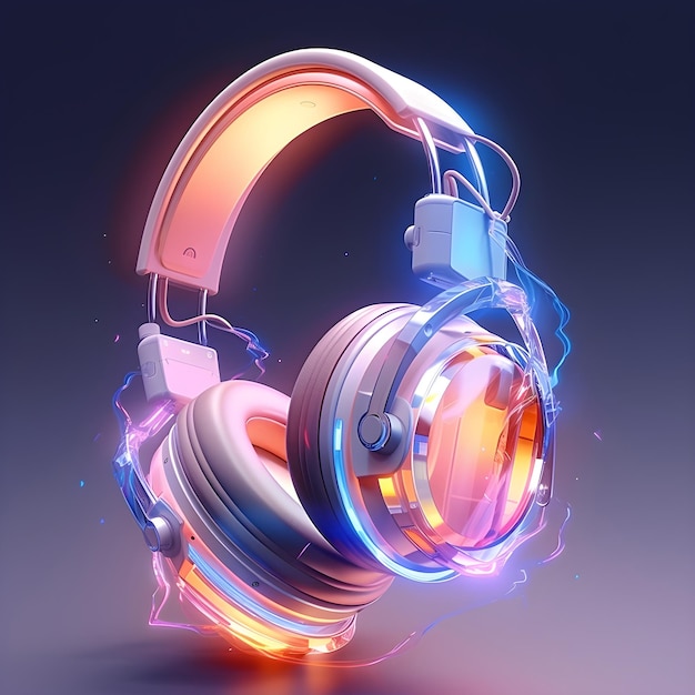 Photo 3d headphone with neon lighting