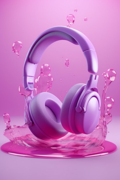 3d headphones with water splash ai generative