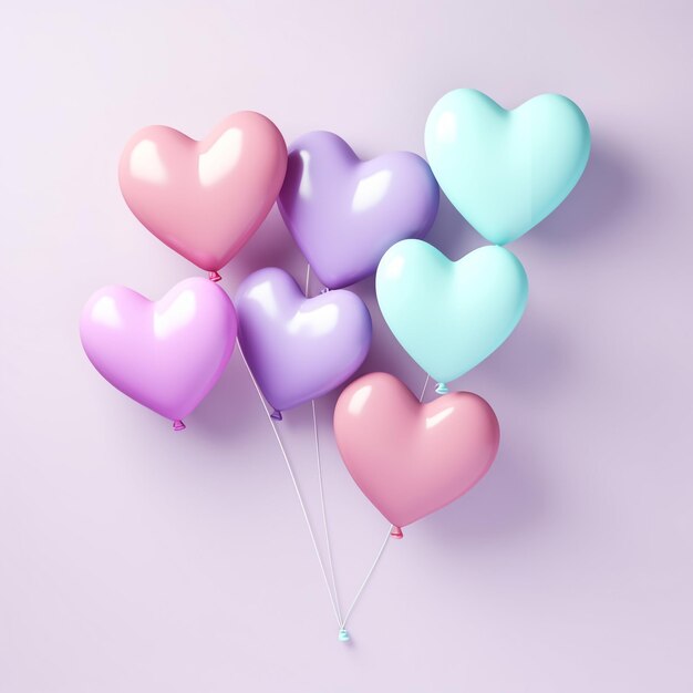 3d heart balloon in the air bubble cloud