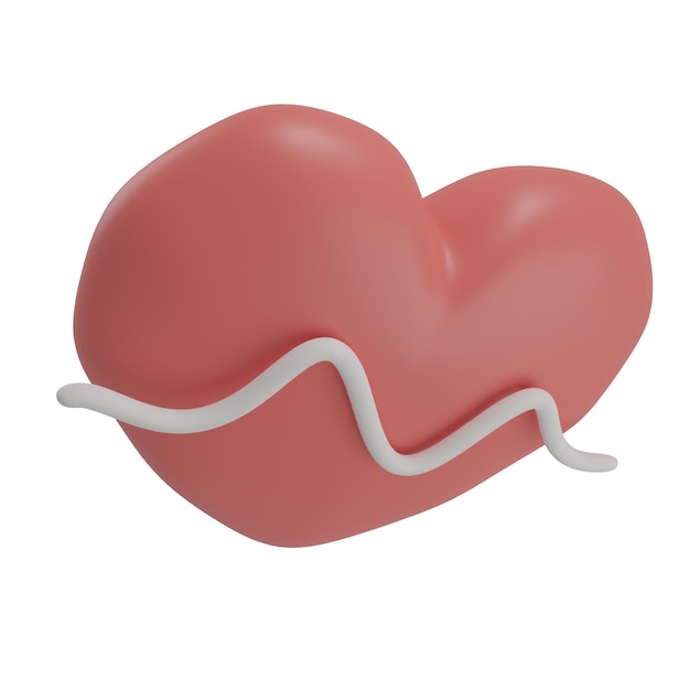 3D Heart Beat Isolated Icon Illustration Render