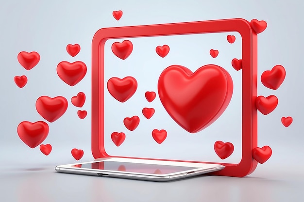 3d heart icon emoji like love social element render media vector bubble