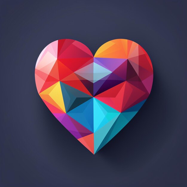 3d Heart icon Solid color background