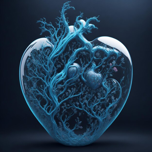 Photo 3d heart illustration with apple