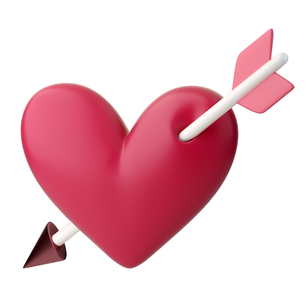 3d heart pierced with arrow icon