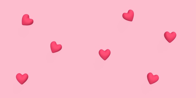 3d heart spread on pink background color rendered for romantic or wedding concept