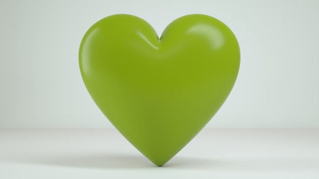 3D Heart White Background Render