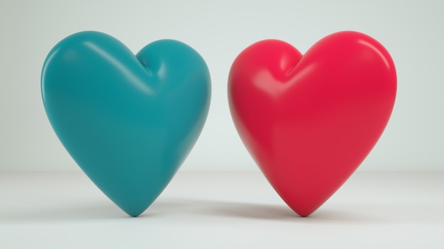 3D Heart White Background Render