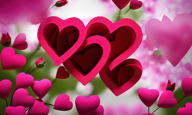 3d hearts, romance background