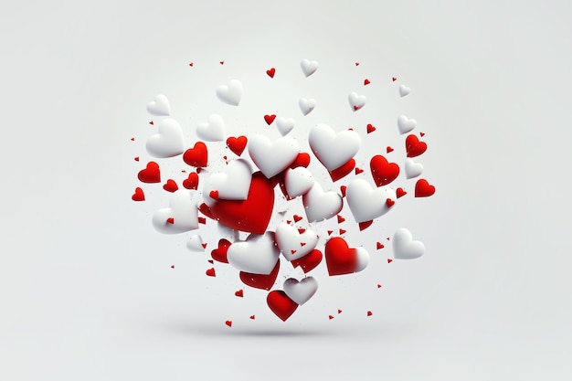 3d hearts St Valentine's Day background Generative AI