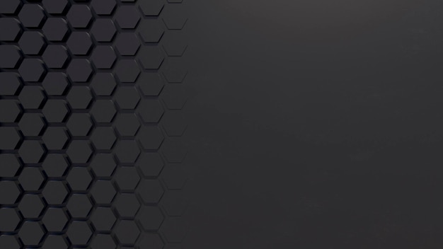 3d hexagon abstract background Black grid honeycomb texture digital futuristic surface Technology