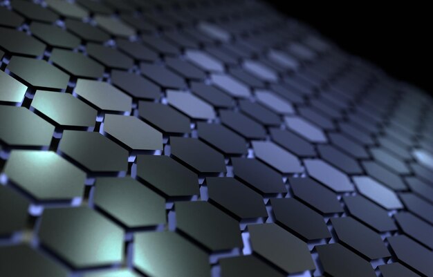 3d hexagon background gray color with blue color 3d illustration rendering