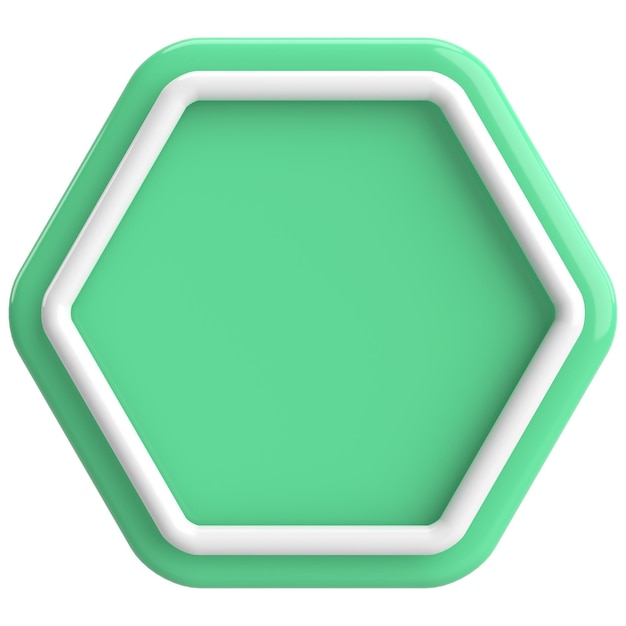 Photo 3d hexagon button empty button 3d illustration