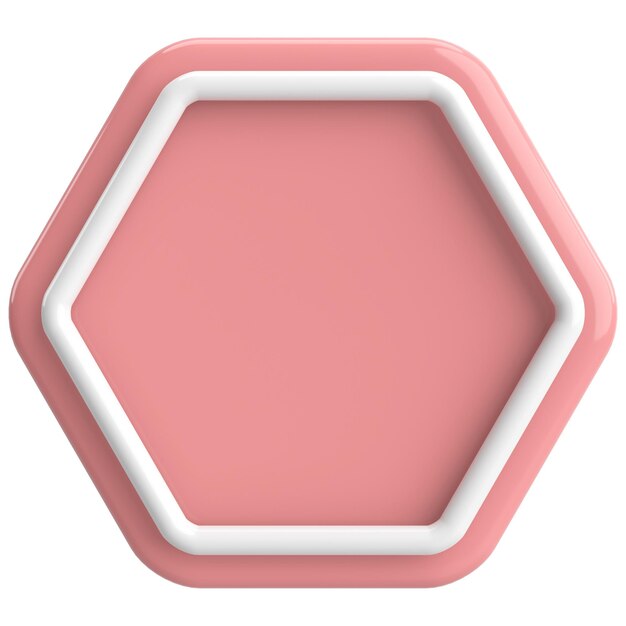 3D hexagon button Empty button 3D illustration