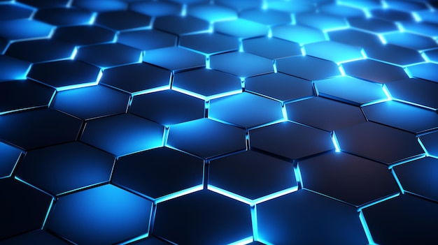 3D hexagon wallpaper modern glow blue