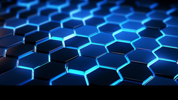 3D hexagon wallpaper modern glow blue