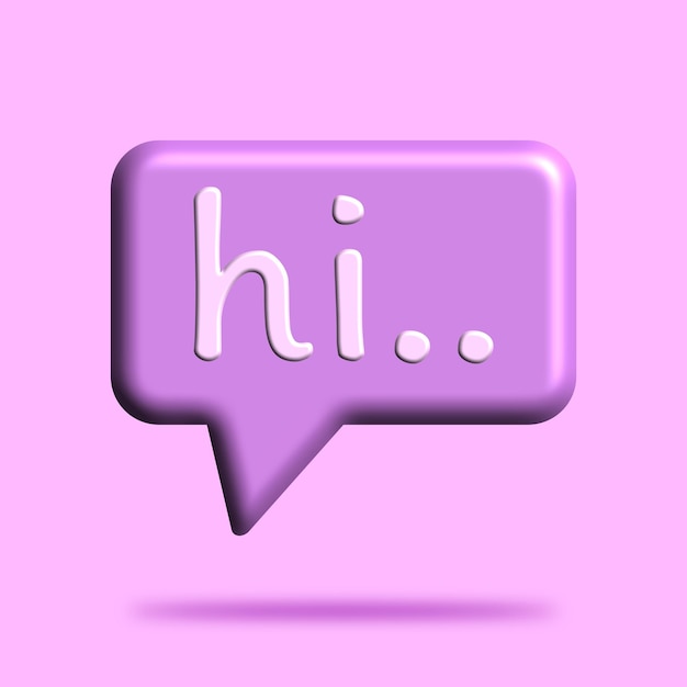 3d hi greeting chat bubble icon