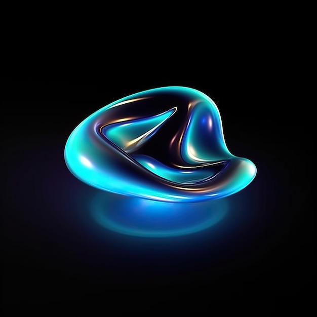 3d holographic object with waves dark backgro