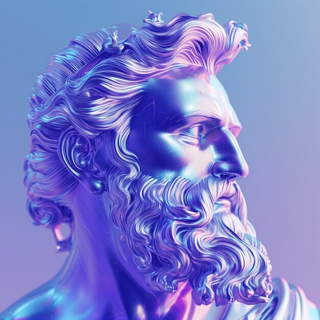 Foto statua olografica di zeus 3d