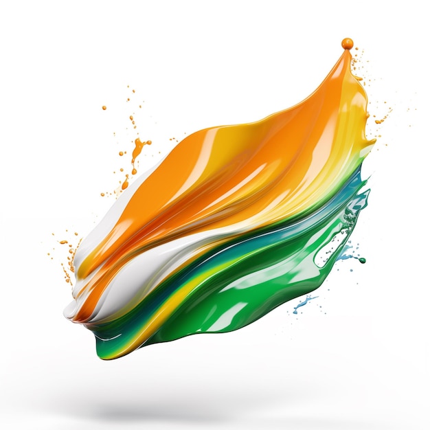 3d hologrphic brush stroke in india flag tricolor republic day theme