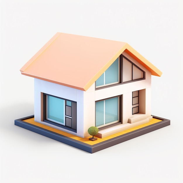 3D Home House Cottage Real estate Icon Symbol