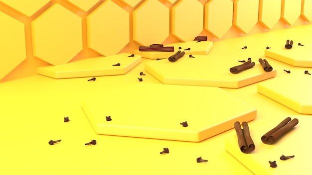 3D honeycomb abstract yellow background