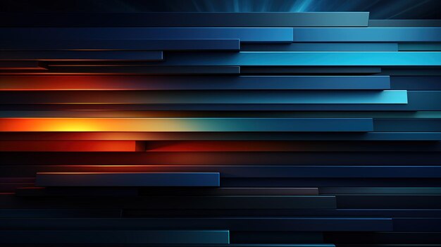 3D horizontal colored gradient lines and rectangles Colorful geometric abstract background