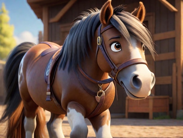 Photo a 3d horse cartoon character