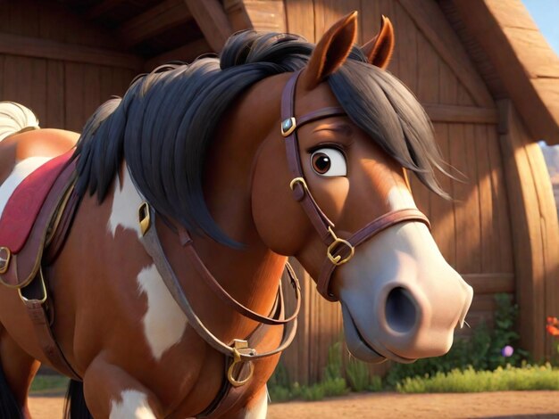 A 3d horse cartoon character