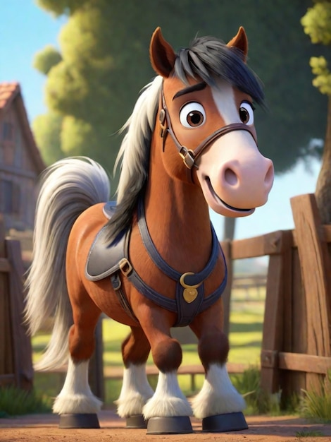 Photo a 3d horse cartoon character