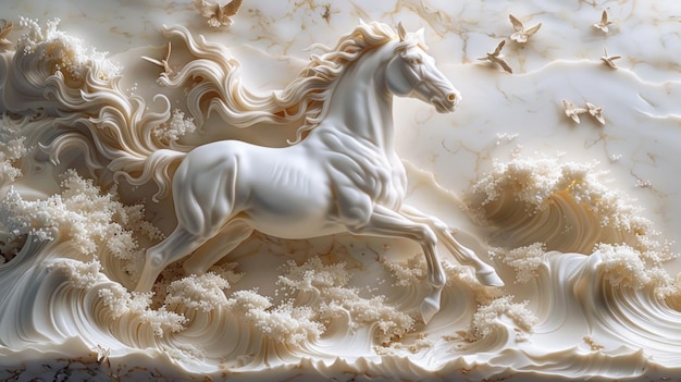 3d horse relief wallpaper