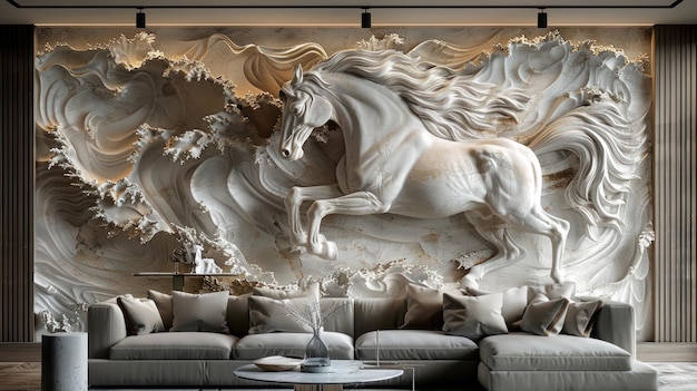 3d horse relief wallpaper