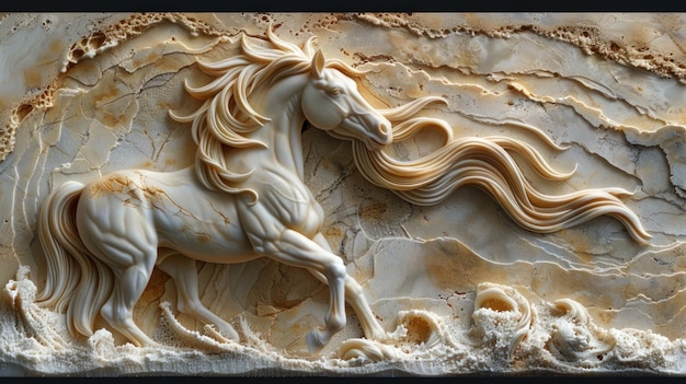 3d horse relief wallpaper