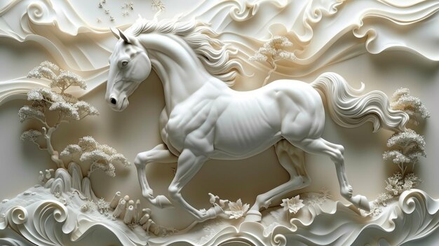 Photo 3d horse relief wallpaper