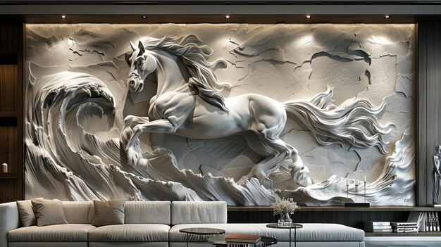 3d horse relief wallpaper