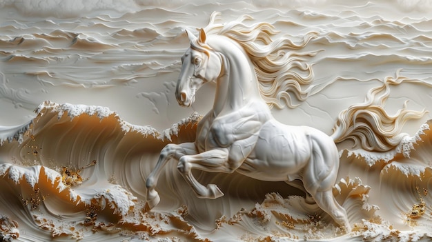 3d horse relief wallpaper