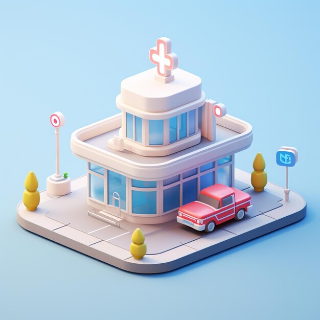 Photo 3d hospital logo icon