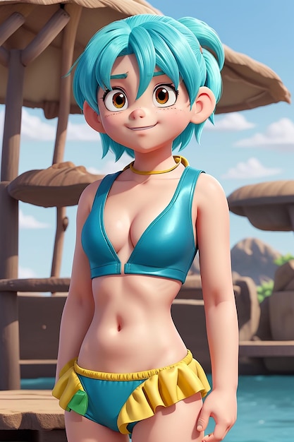 3D hot girl cartoon character Photo Ai Generated