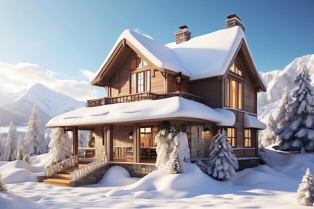 Третий дом, покрытый снегом.