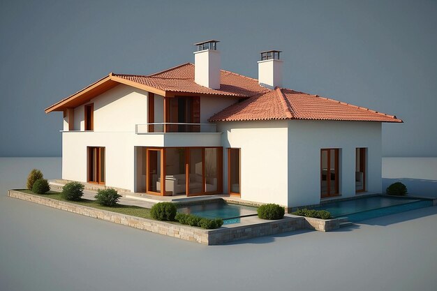 3d house isolated modern