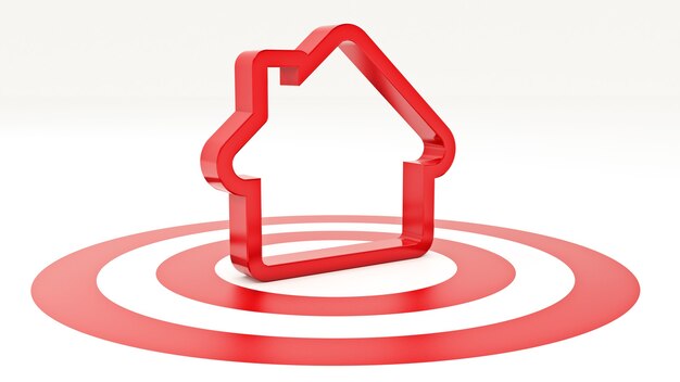 Photo 3d house shape icon with target