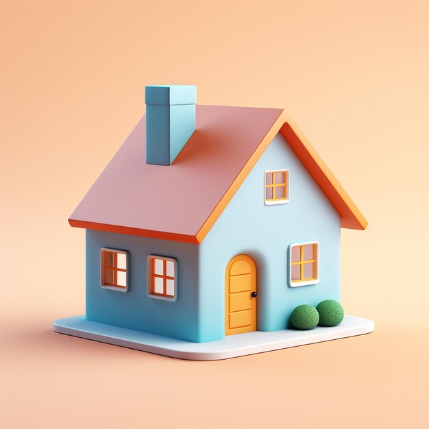 3D-икона дома или виллы Логотип Фон для жилья в квартире