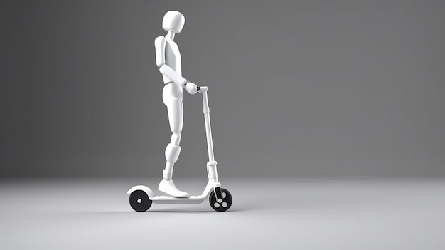 3d Human Figure On A Scooter