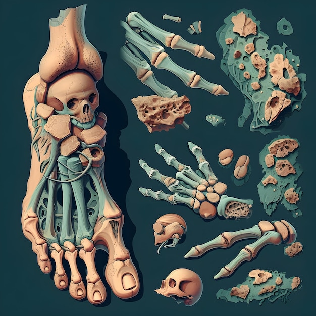 Photo 3d human foot anatomy model