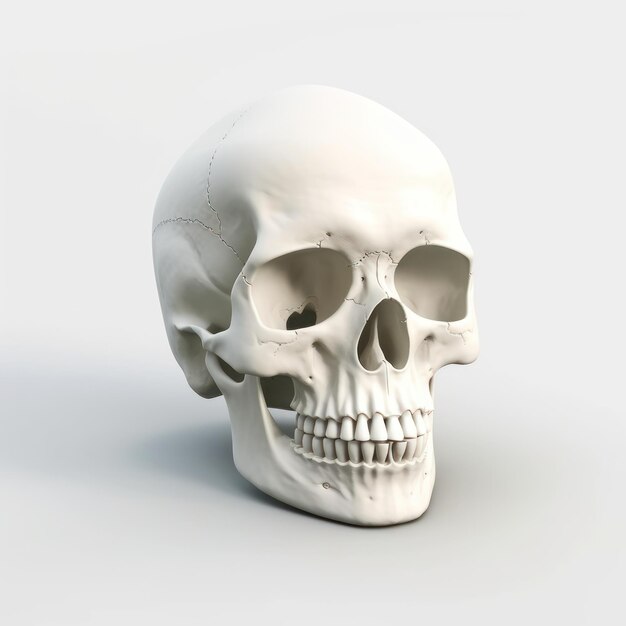 Photo 3d of human head skull in white