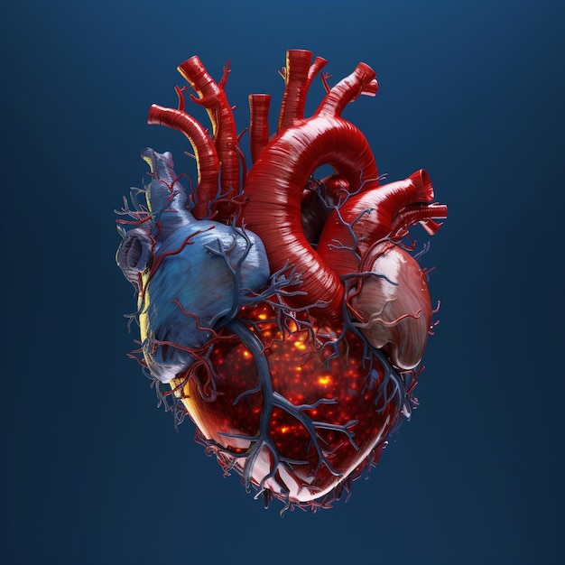 3D human heart illustration art realistic render