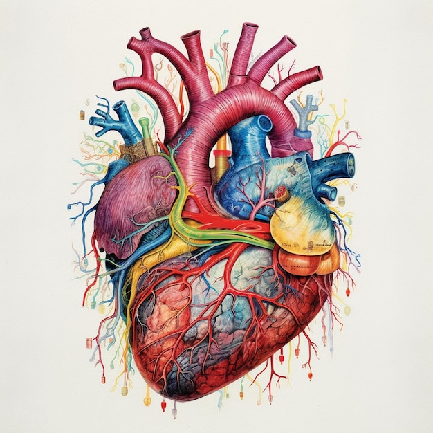 Foto rendering realistico dell'arte dell'illustrazione del cuore umano 3d