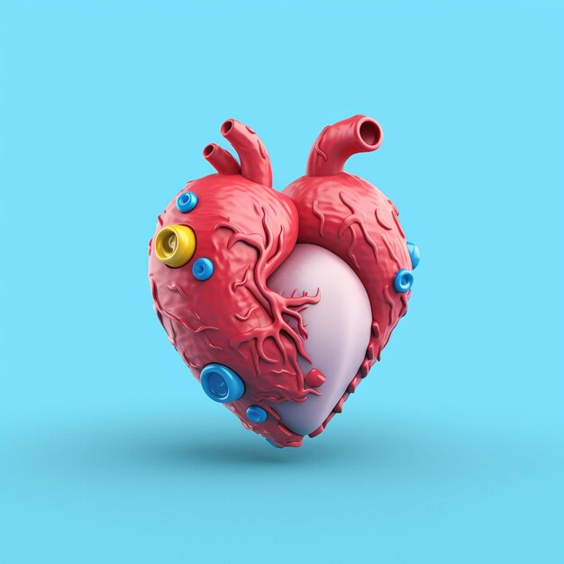 3D human heart illustration art realistic render